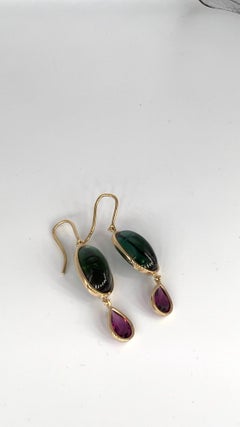 Tourmaline and Purple Garnets Earrings by George Lambert, Switzerland