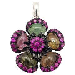 Tourmaline and Ruby Pendant set in Silver Settings