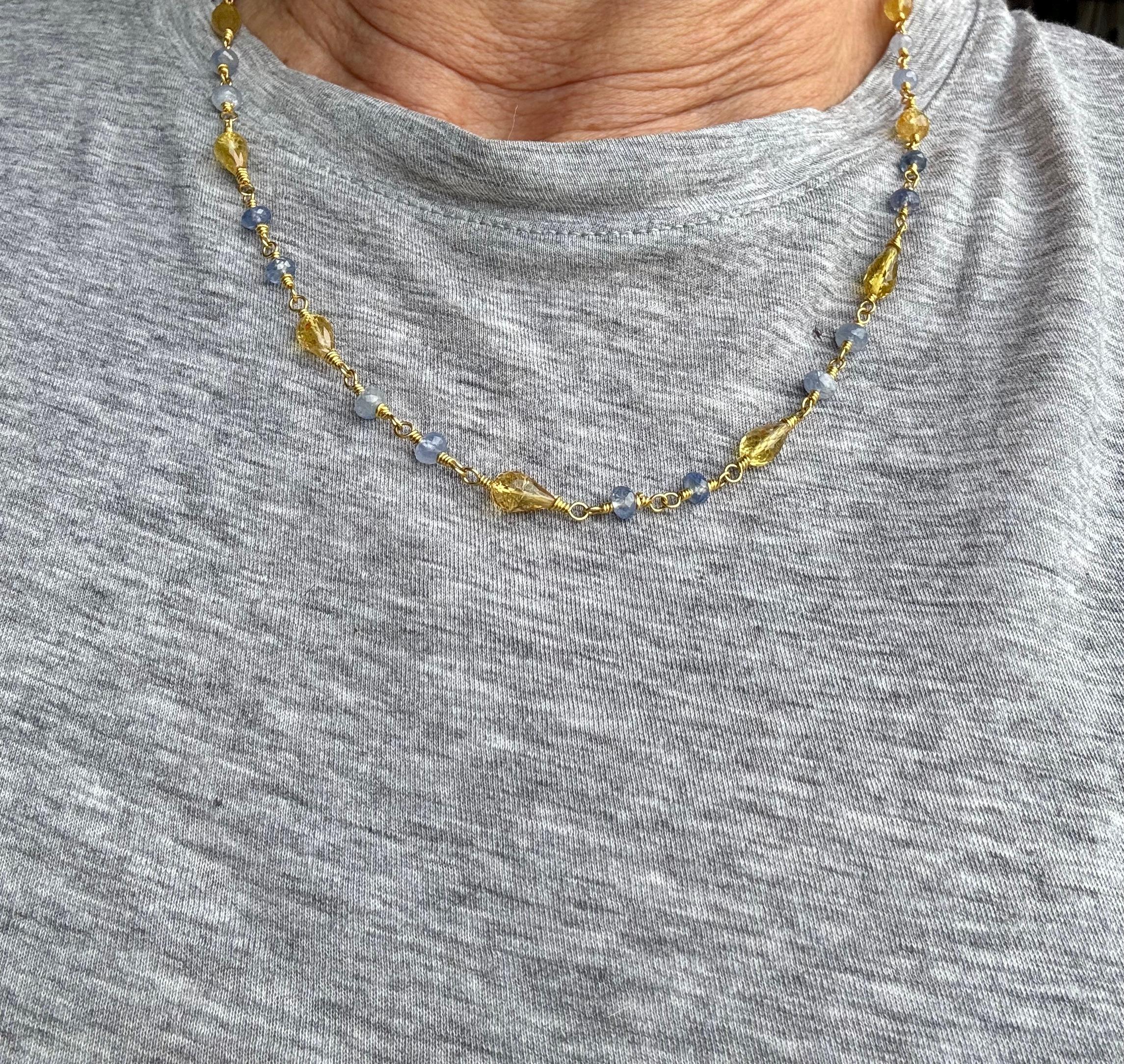 Collana con tormalina e zaffiro in oro 22 carati in vendita 2