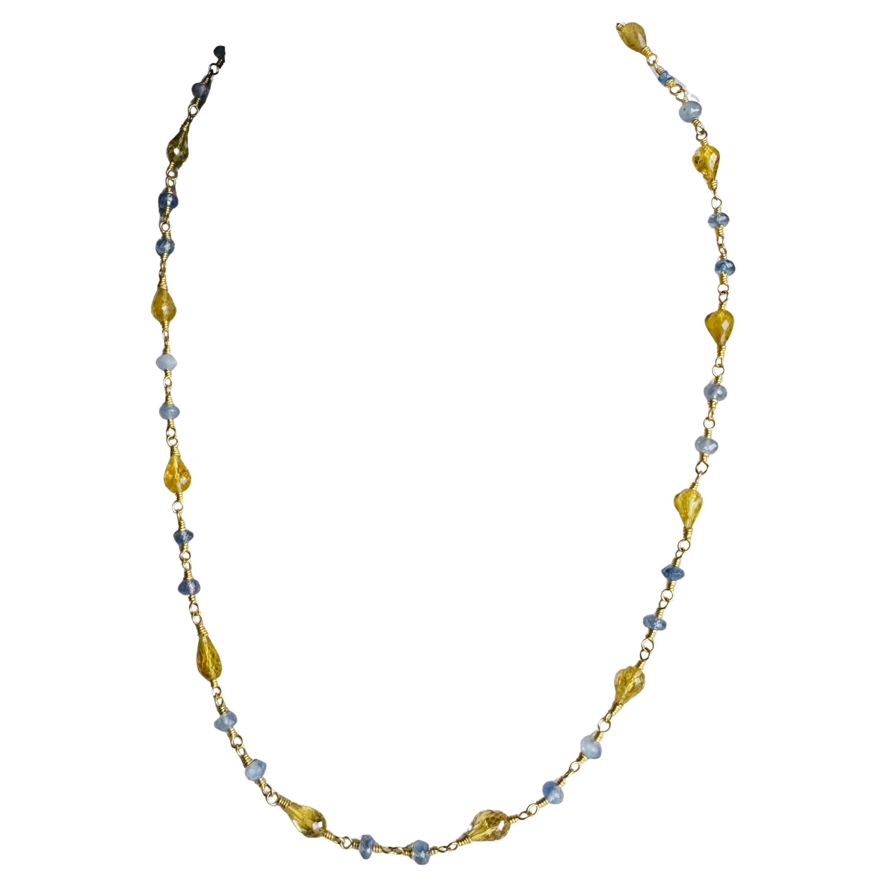 Collana con tormalina e zaffiro in oro 22 carati in vendita