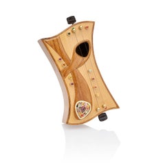 Tourmaline and Sapphire Ring Guitar Pick Shape with Music Box Object D'Art