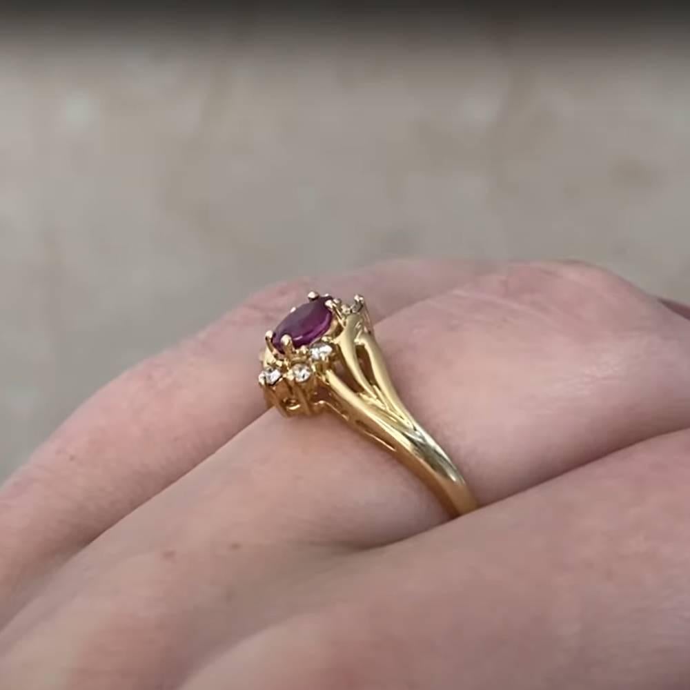 Art déco Bague en or jaune 14k avec tourmaline (environ 0,10 carats) et diamant en vente