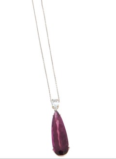 Tourmaline Aquamarine 18 Karat White Gold Pendant Necklace