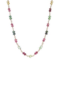 Tourmaline Bead Wire-Wrap Gold Necklace