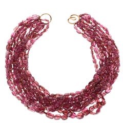 Tourmaline Bead Yellow Gold Necklace