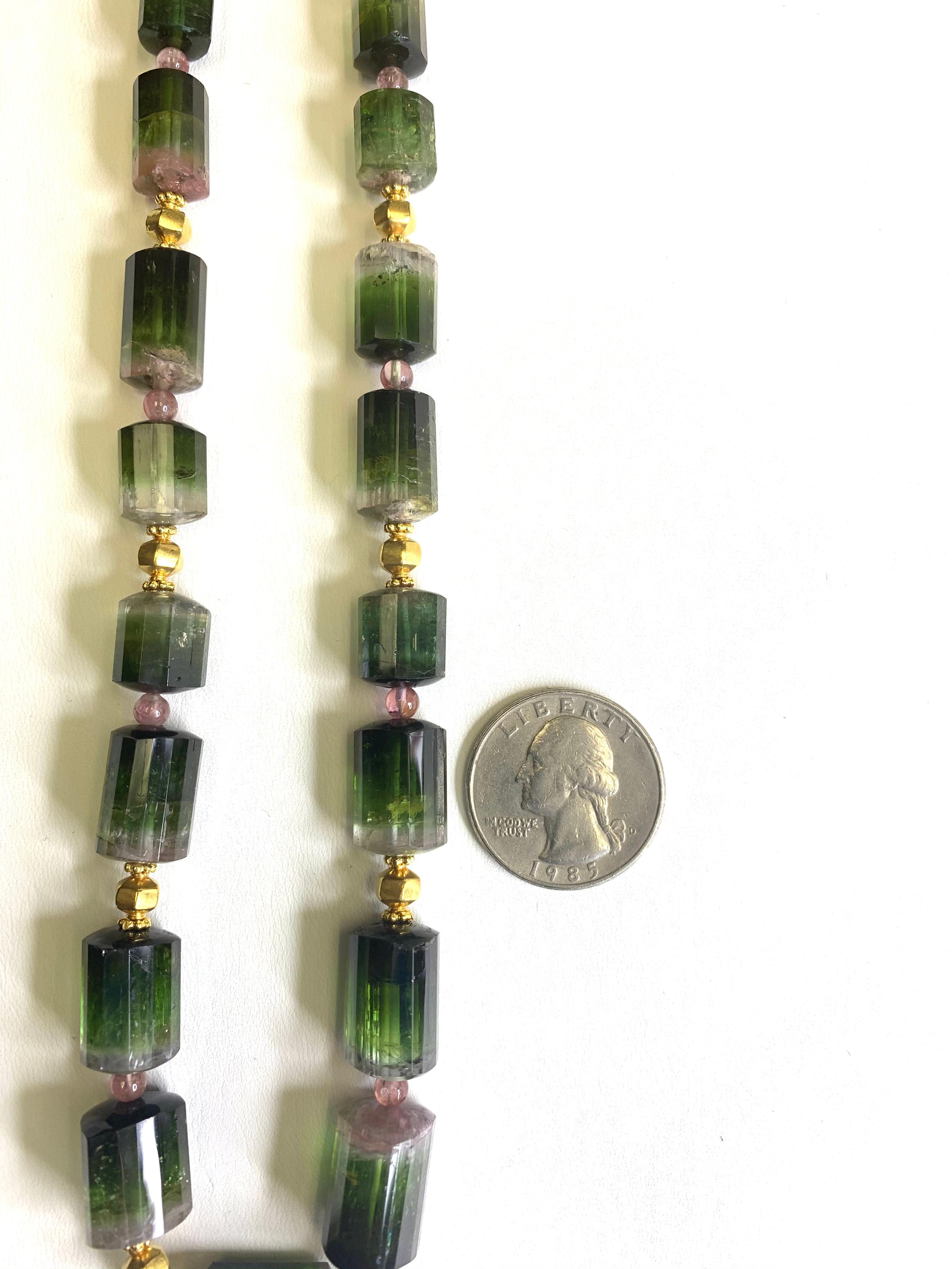 green and gold beaded necklace