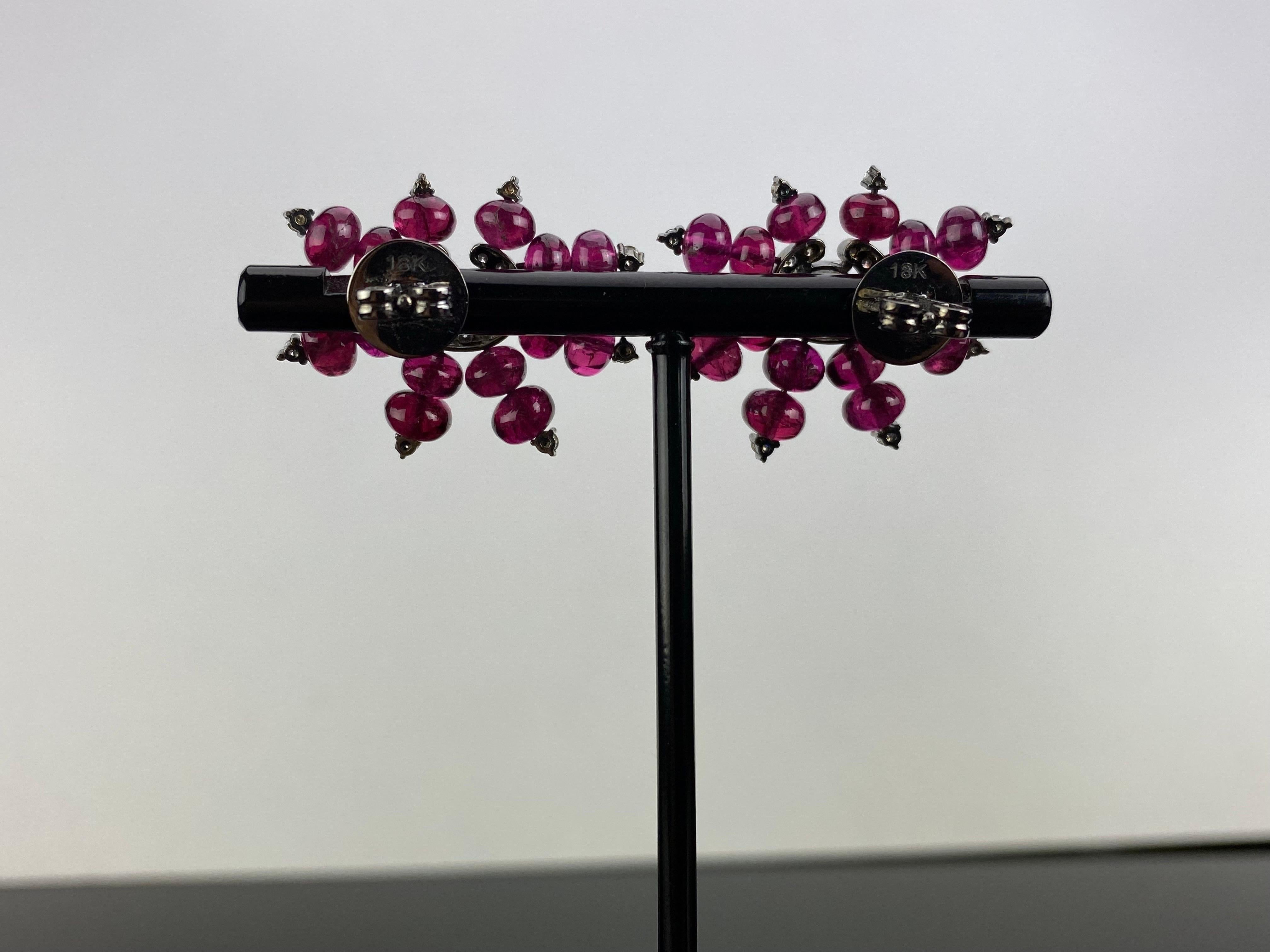 Tourmaline Beads and Diamond Stud Earrings  For Sale 3