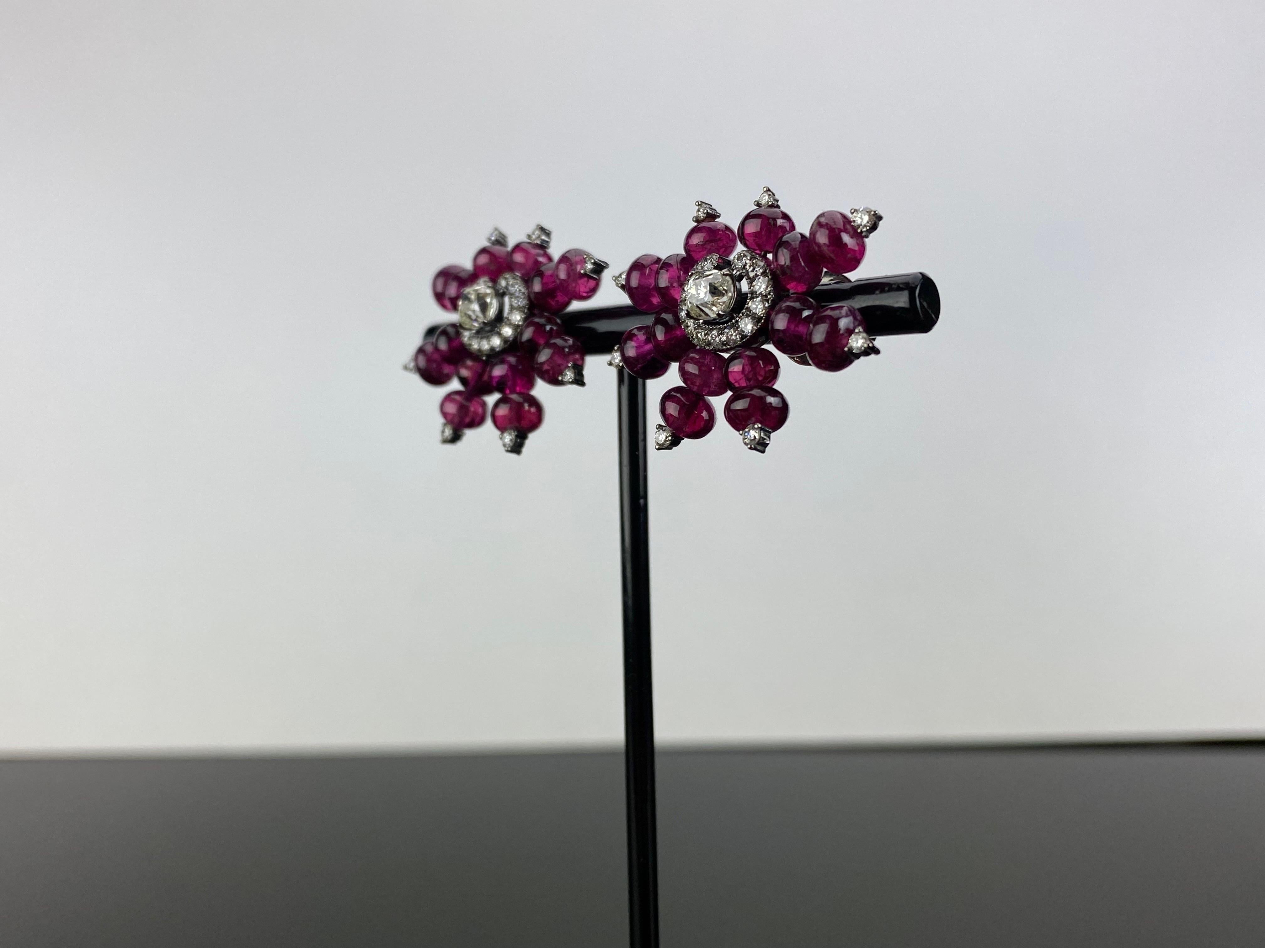 Tourmaline Beads and Diamond Stud Earrings  For Sale 4