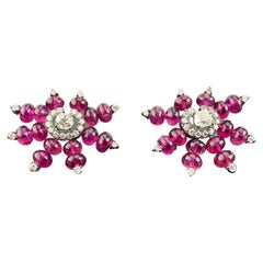 Tourmaline Beads and Diamond Stud Earrings 