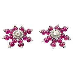 Boucles d'oreilles perles de tourmaline et diamants 