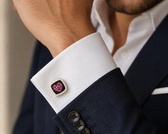 Tourmaline Birthstone Heart Cufflinks White Enamel, 14K Gold by Meghna Jewels