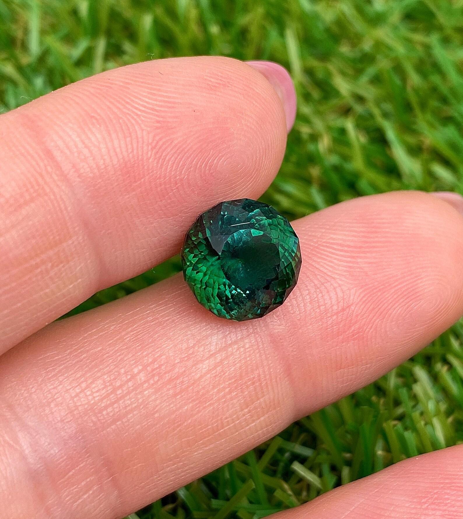Tourmaline Bluish Green 6.17Ct natural gemstone, Round cut, Afghanistan For Sale 5