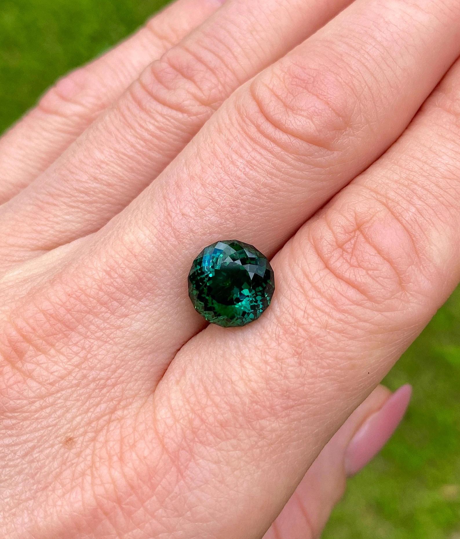 Tourmaline Bluish Green 6.17Ct natural gemstone, Round cut, Afghanistan In New Condition For Sale In Daugavpils, LV