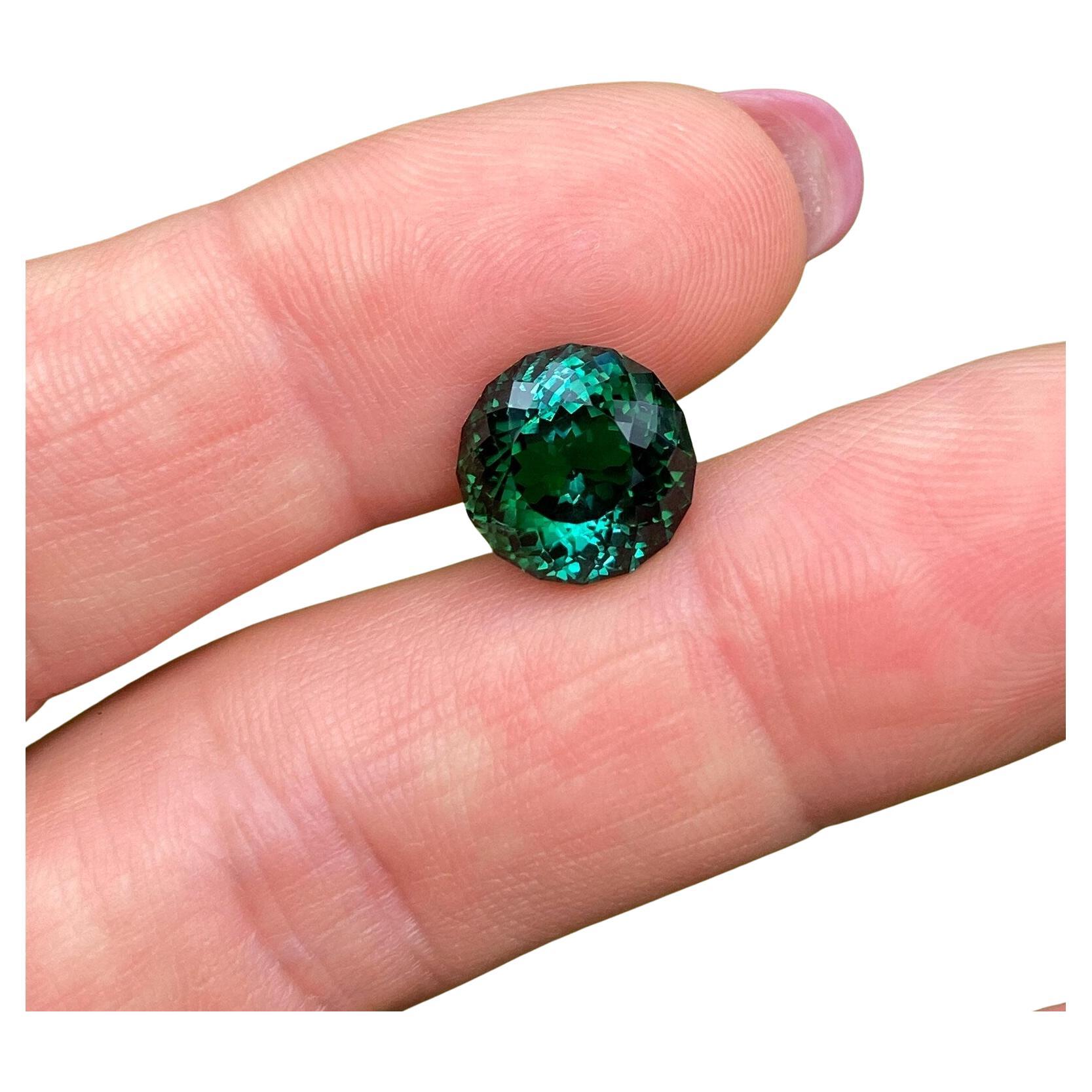 Tourmaline Bluish Green 6.17Ct natural gemstone, Round cut, Afghanistan For Sale