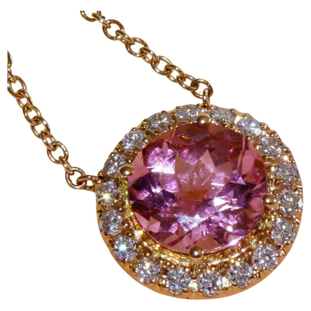 Tourmaline Brilliant Necklace 750 Rose Gold Pink to fall in love eye-catcher