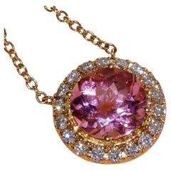 Tourmaline Brilliant Necklace 750 Rose Gold Pink to fall in love eye-catcher