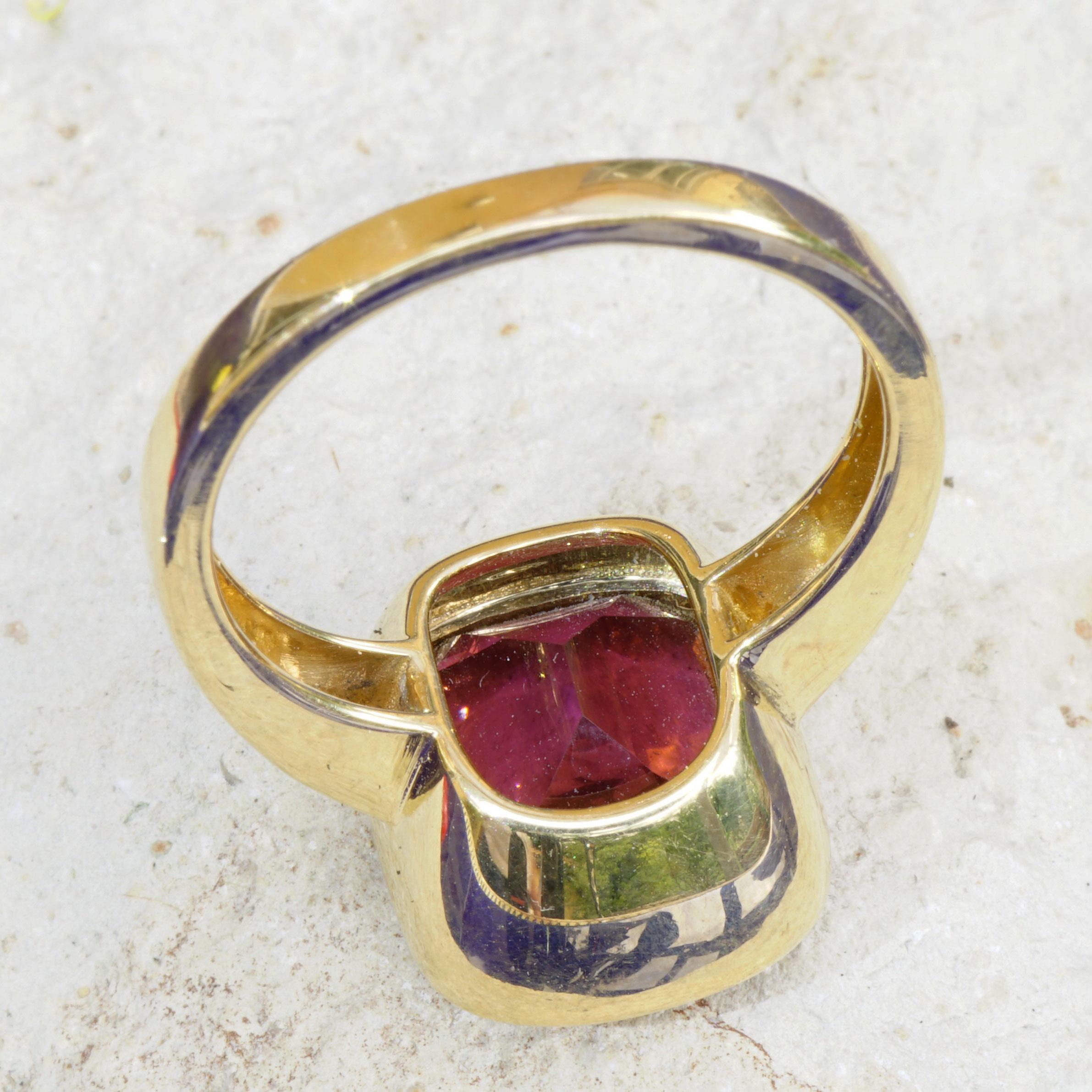 Tourmaline Brilliant Ring Exceptional Color 18kt Gold Electric Pink Kunar Mine 3
