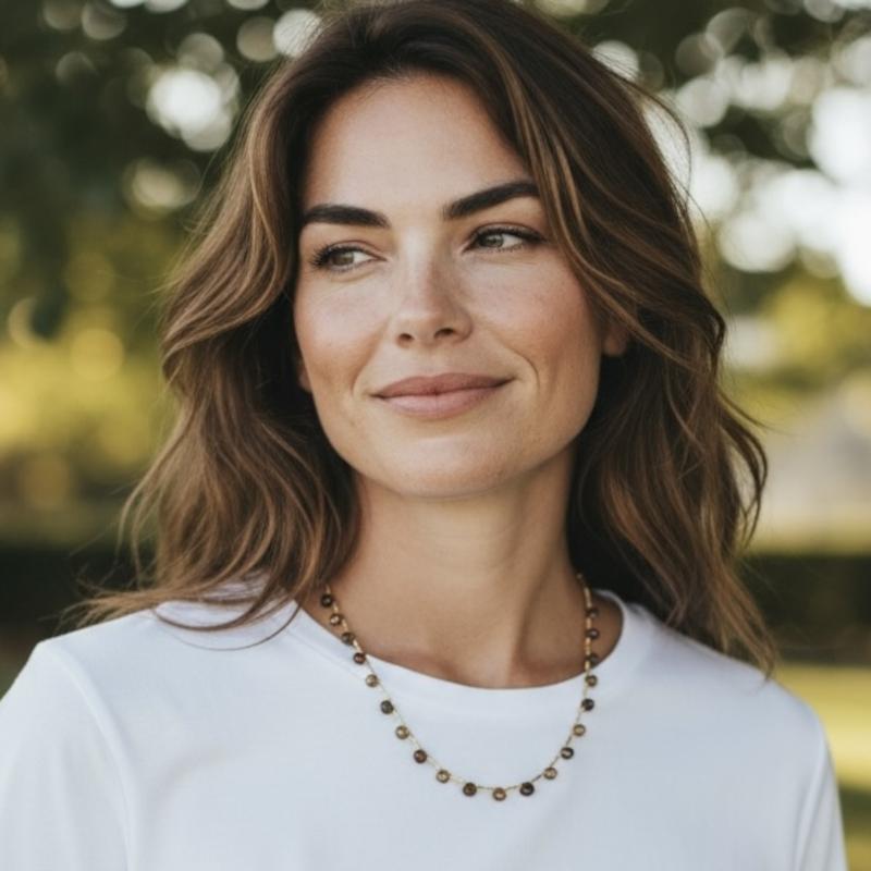 Collana con briolette di tormalina e perline di citrino con accenti in oro giallo, 18