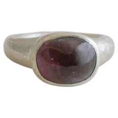 Tourmaline Cabochon Sterling Silver Cocktail Statement Ring - Size 7.5