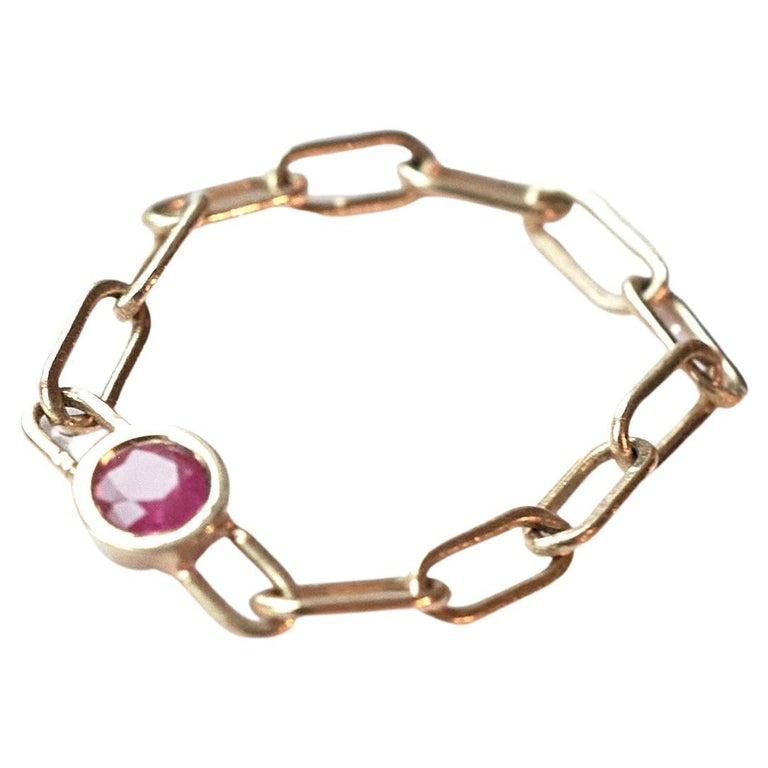 Women's Tourmaline Chain Ring Gold Pink J Dauphin For Sale