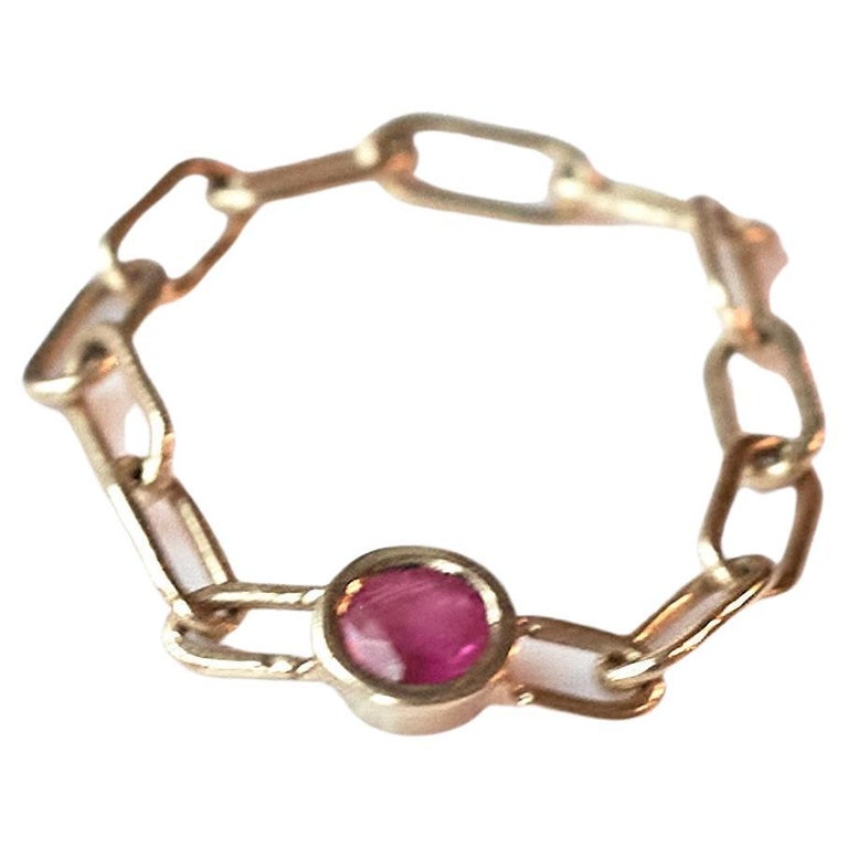 Tourmaline Chain Ring Gold Pink J Dauphin For Sale 1