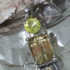 Turmalin Chrysoberyll Brilliant Anhänger in 750 Weißgold gelb orange Bicolor