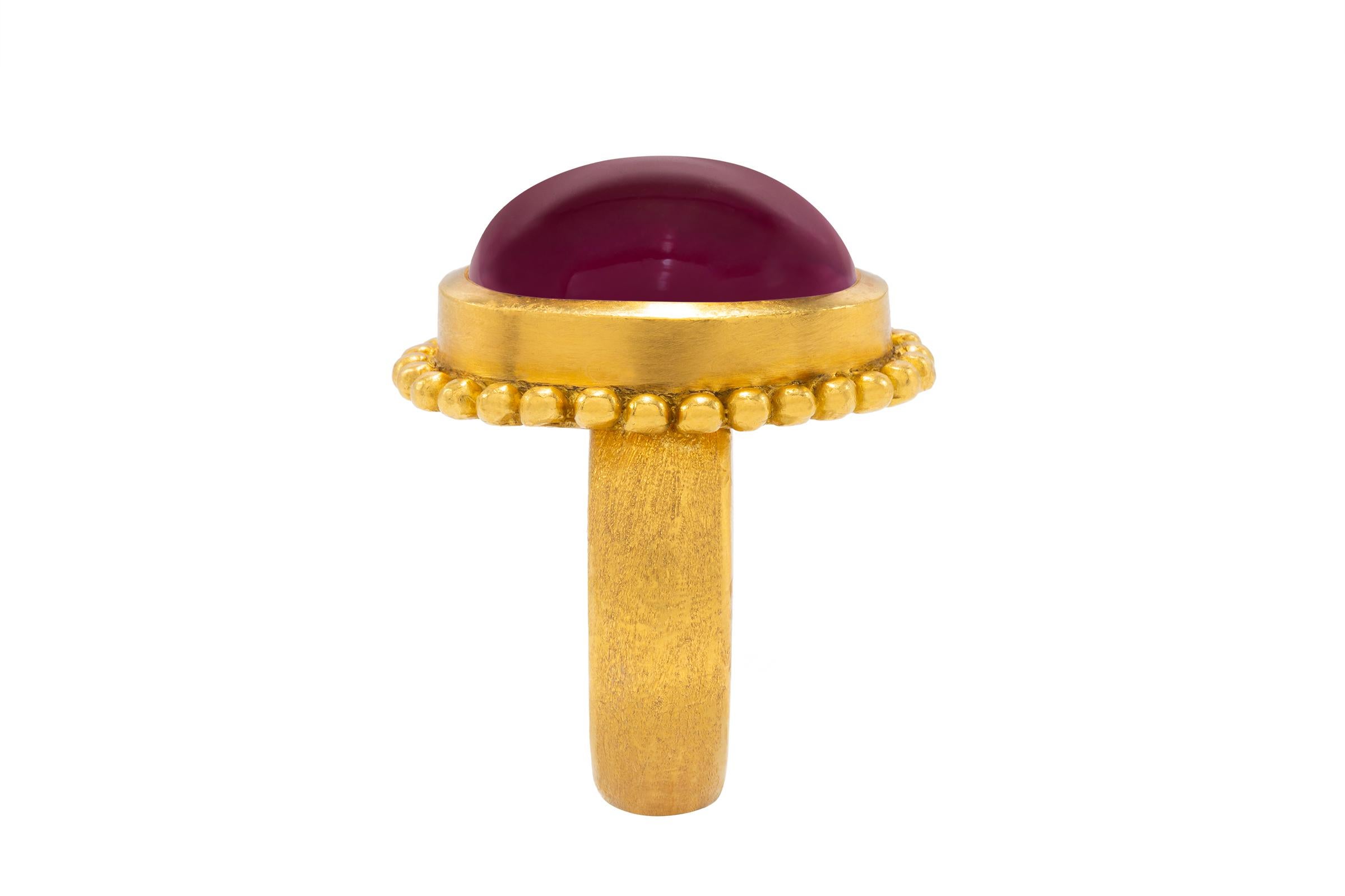 Artisan 22k Gold Red Tourmaline Cocktail Ring, By Tagili