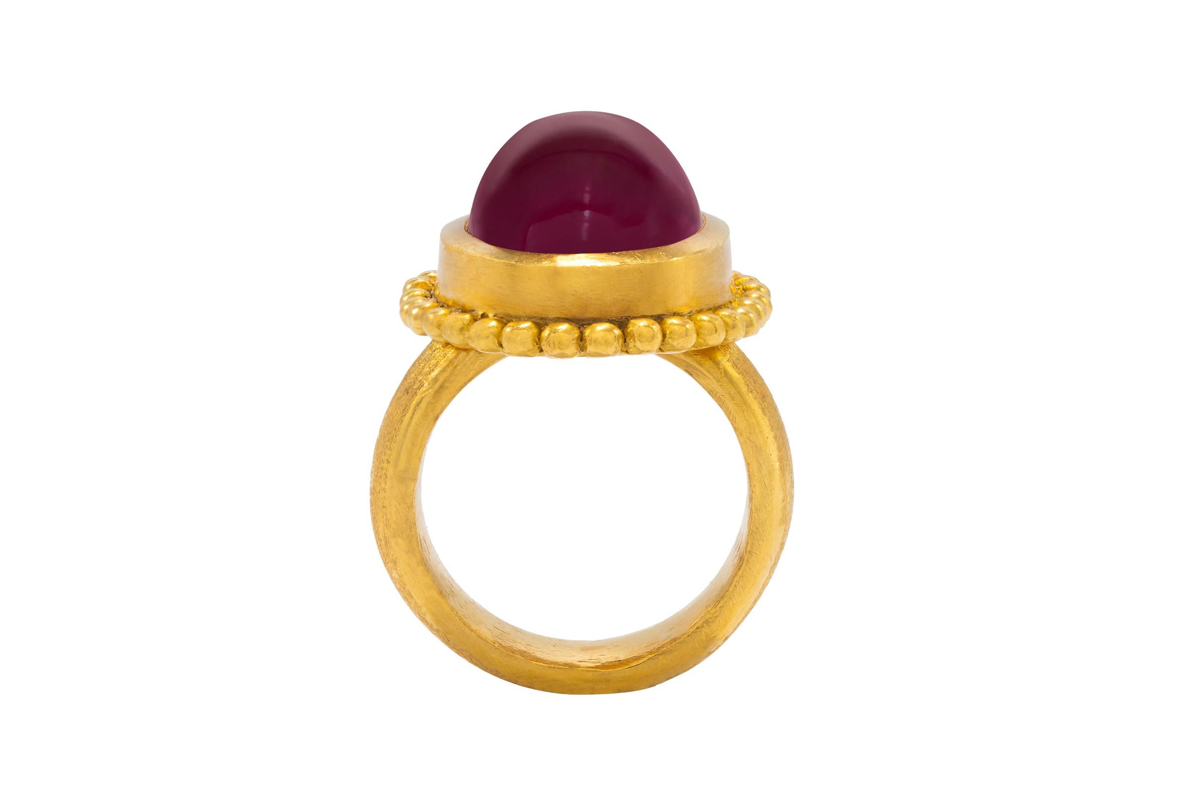 Oval Cut 22k Gold Red Tourmaline Cocktail Ring, By Tagili