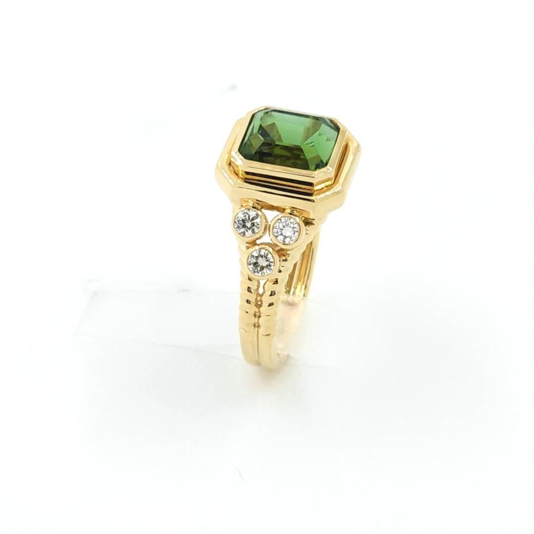 Baguette Cut Tourmaline Cocktail Ring in 18K Yellow Gold