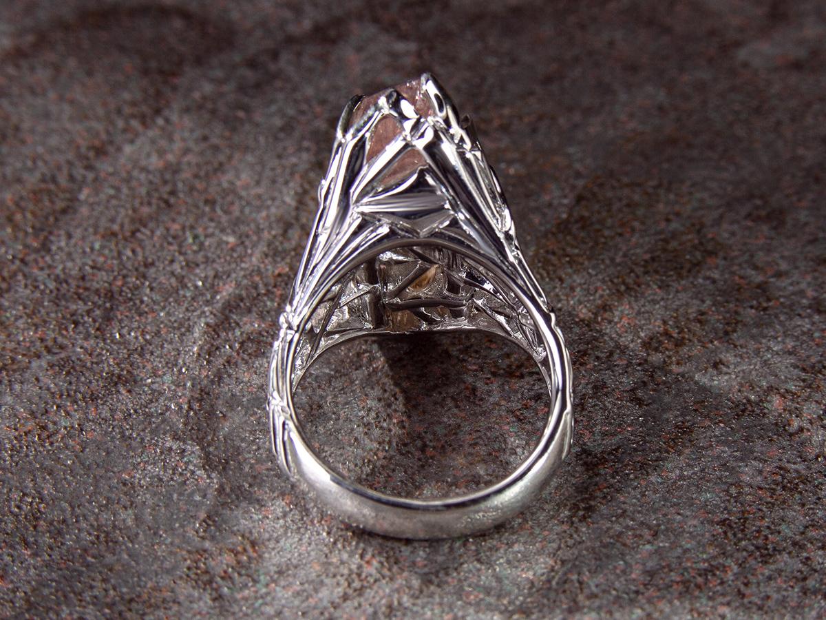 Artisan Tourmaline Crystal Ring Silver Raw Uncut Rubellite Blush Pink Healing Magic Art For Sale