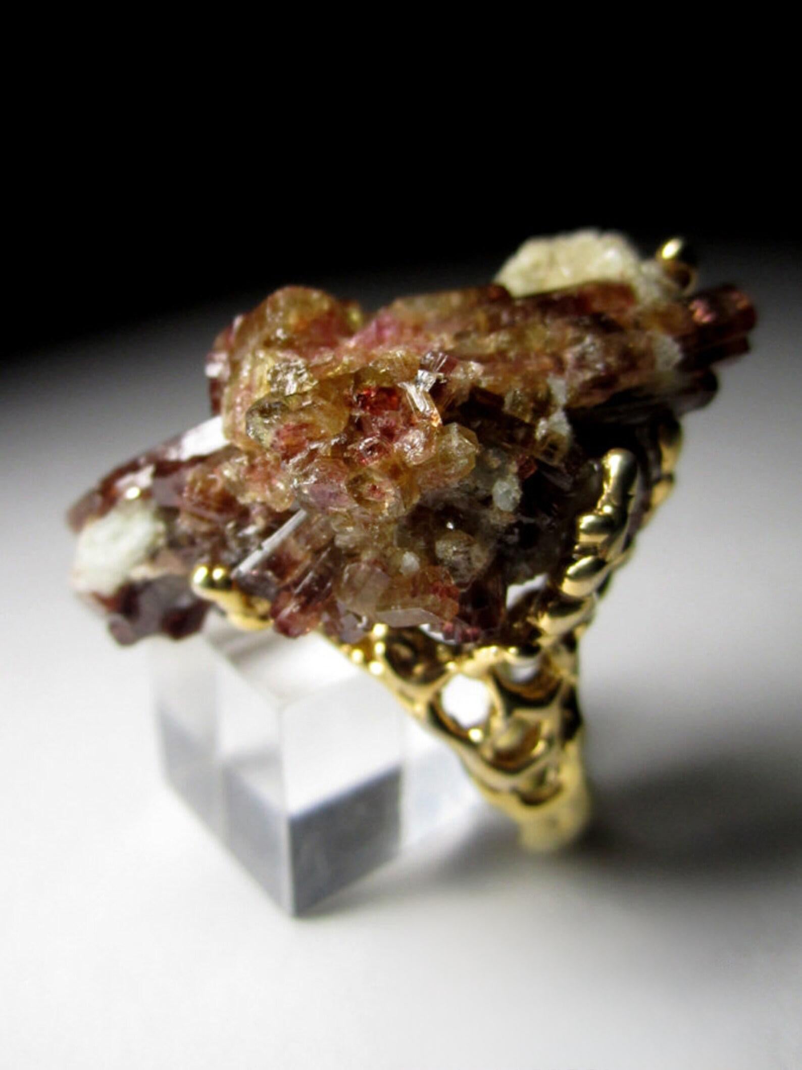 Tourmaline Crystals Silver Ring Natural Unisex Big Rare Gemstone gift vintage In New Condition For Sale In Berlin, DE