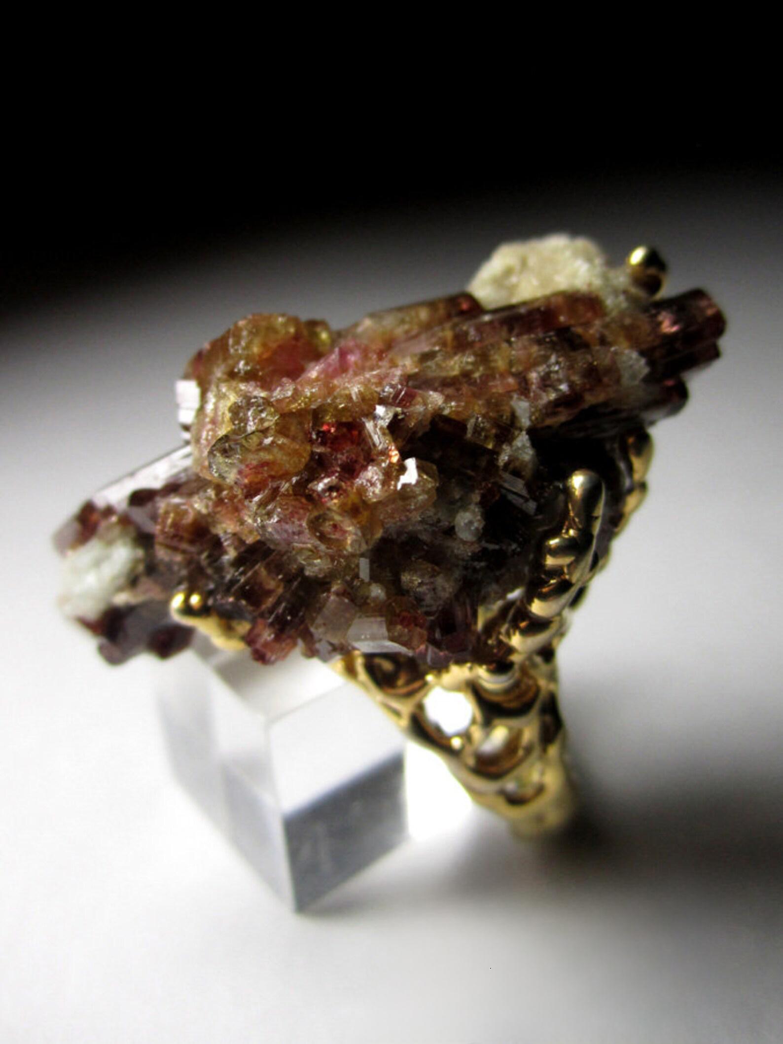 Tourmaline Crystals Silver Ring Natural Unisex Big Rare Gemstone gift vintage For Sale 2