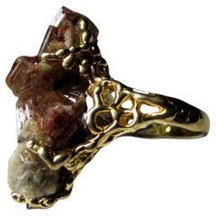 Tourmaline Crystals Silver Ring Natural Unisex Big Rare Gemstone gift vintage