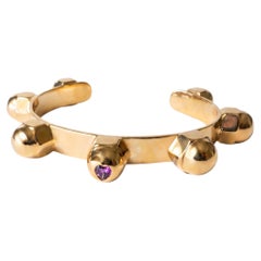 Tourmaline Cuff Heart Bracelet Gold Plated