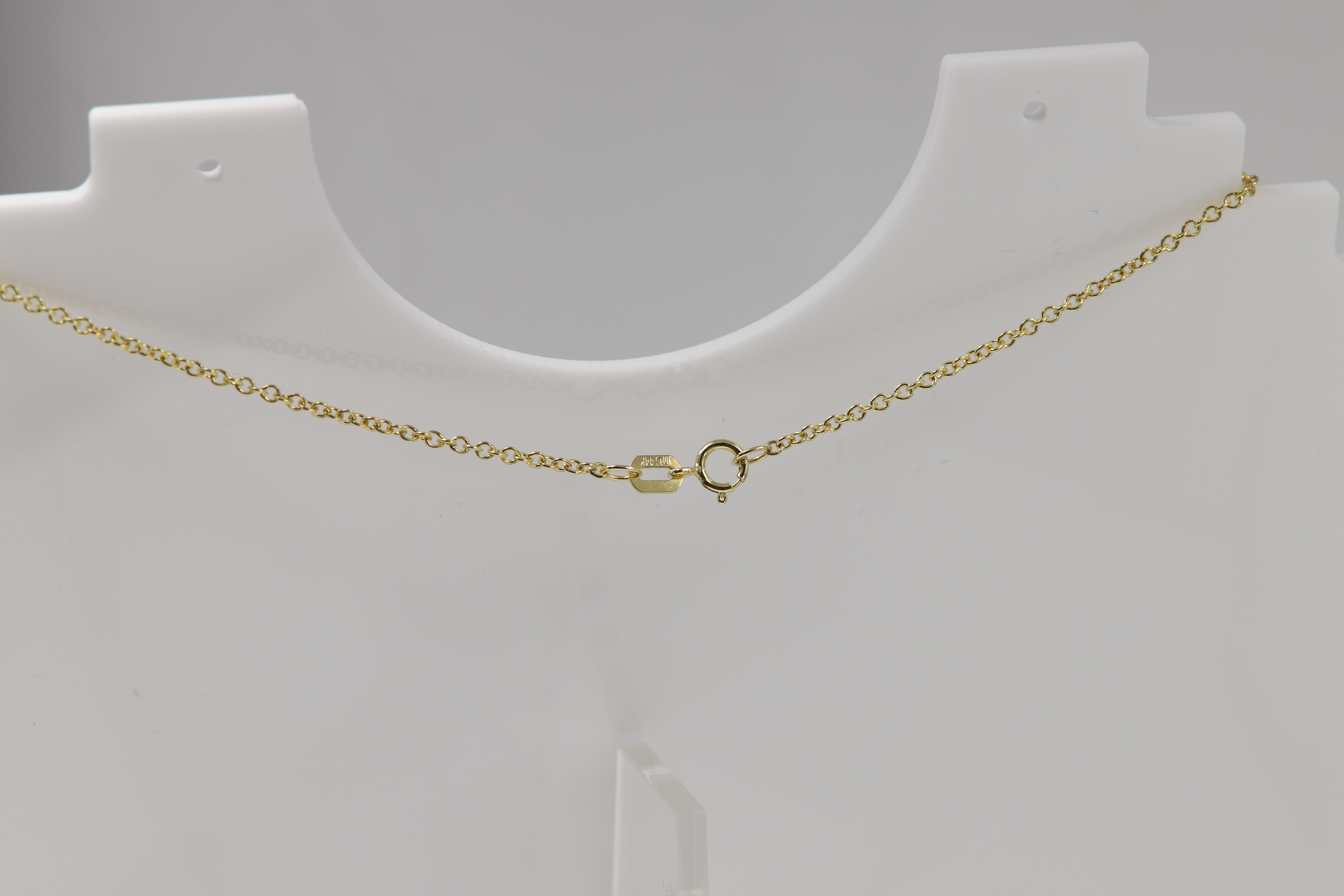 Turmalin-Halskette aus 14 Karat Gelbgold mit rosa Turmalin-Edelsteintropfen (Tropfenschliff) im Angebot