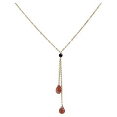 Turmalin-Halskette aus 14 Karat Gelbgold mit rosa Turmalin-Edelsteintropfen