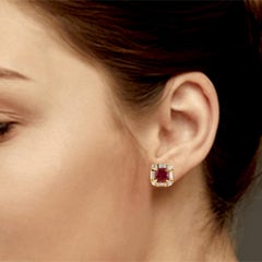 Tourmaline Diamond 14 Karat Gold Square Stud Earrings