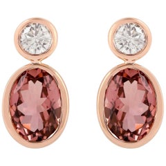 Pendientes Turmalina Diamante Oro 18 Kilates