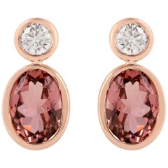 Boucles d'oreilles en or 18 carats avec tourmaline et diamants