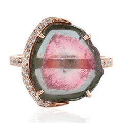 Tourmaline Diamond 18 Karat Gold Ring