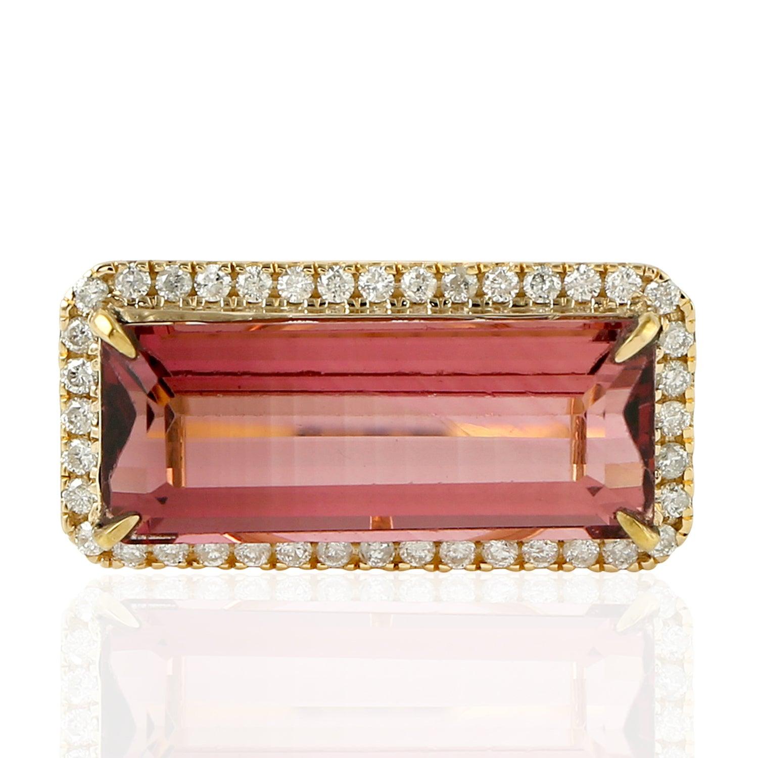 En venta: Anillo Turmalina Diamante Oro 18 Kilates  4