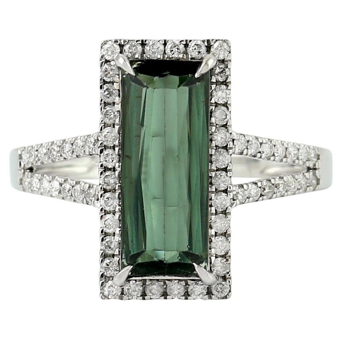 For Sale:  Tourmaline Diamond 18 Karat Gold Ring