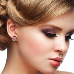 Tourmaline Diamond 18 Karat Gold Stud Earrings