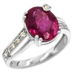 Tourmaline Diamond 18K White Gold Exclusive Ring for Her