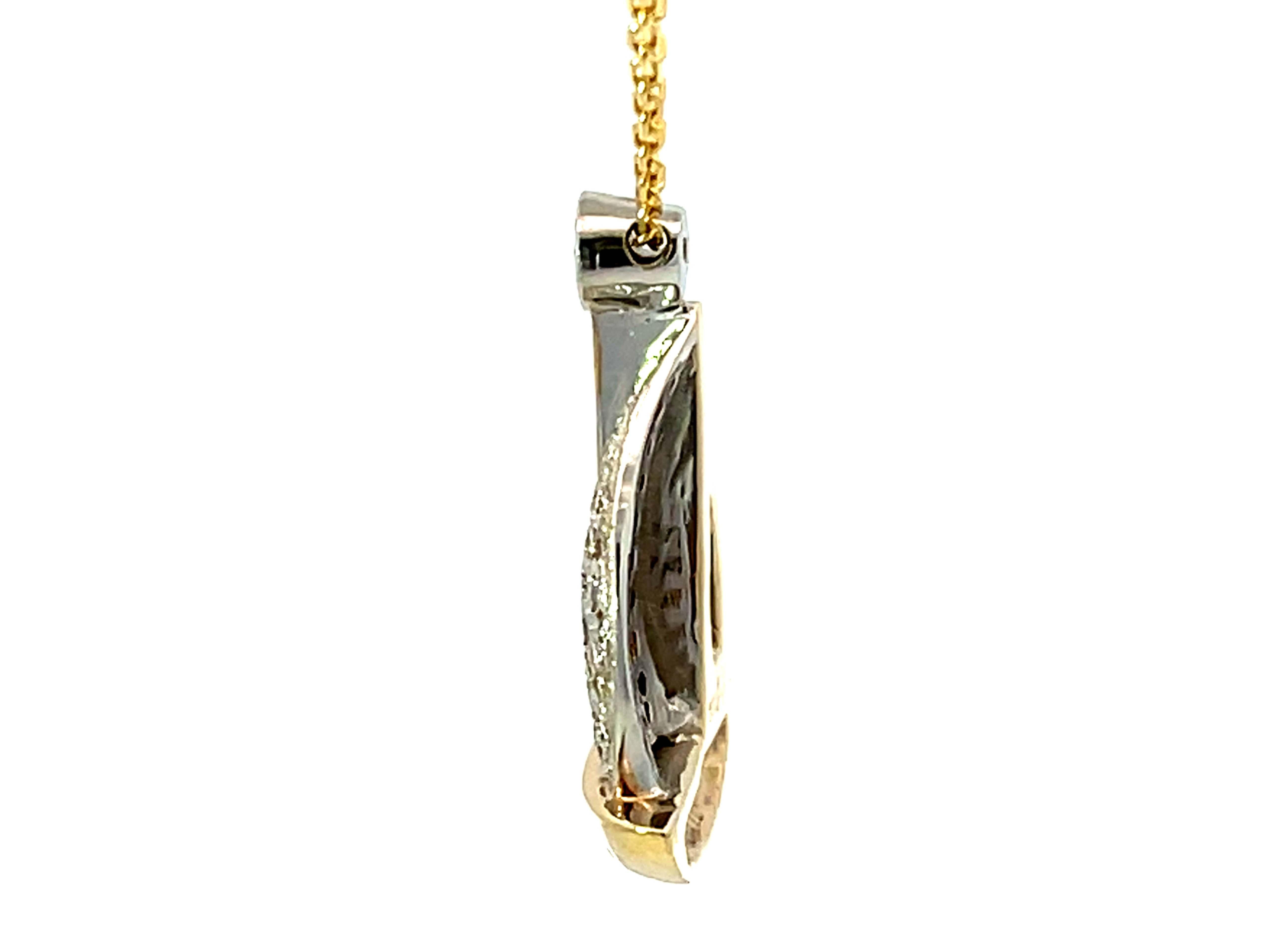 Tourmaline Diamond Boat Necklace Solid 14k Yellow Gold In Excellent Condition For Sale In Honolulu, HI