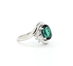 Tourmaline & Diamond By-Pass Ring in Platinum