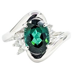 Tourmaline & Diamond By-pass Ring in Platinum