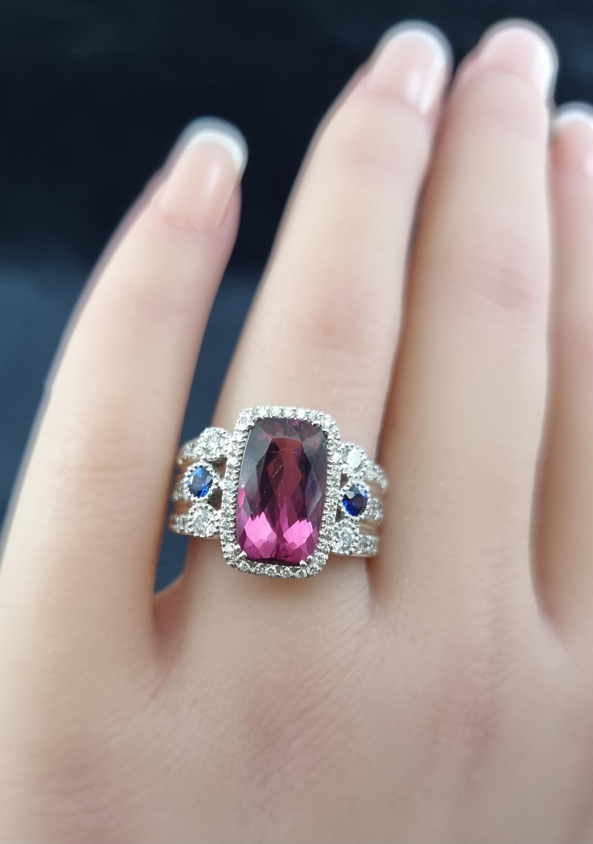 Art déco Bague cocktail tourmaline diamant en vente