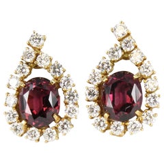 Tourmaline Diamond Earrings Set in 18 Karat Yellow Gold