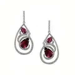 Tourmaline Diamond Elegant Fashion Earrings for Her 14K Gold